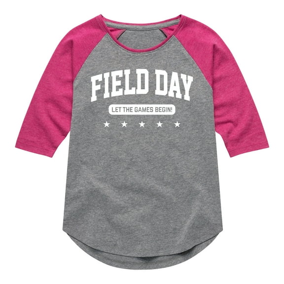 Instant Message - Field Day Let The Games Begin - Toddler And Youth Girls Raglan Graphic T-Shirt
