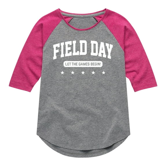 Instant Message - Field Day Let The Games Begin - Toddler And Youth Girls Raglan Graphic T-Shirt