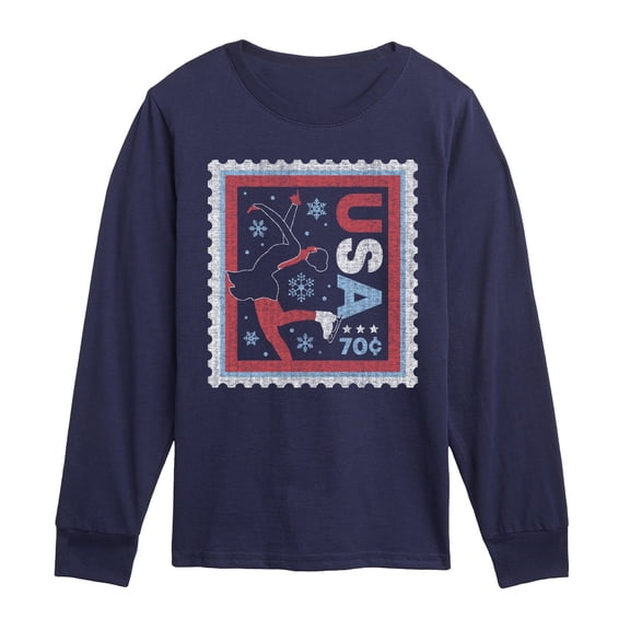 Instant Message - Figure Skater Stamp - Youth Long Sleeve Graphic T-Shirt