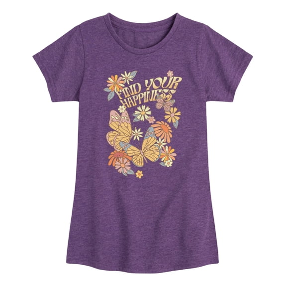 Instant Message - Find Your Happiness Flowers Fitted Short Sleeve Graphic T-Shirt