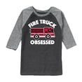 thumbnail image 1 of Instant Message - Fire Truck Obsessed - Toddler & Youth Raglan Graphic T-Shirt, 1 of 7