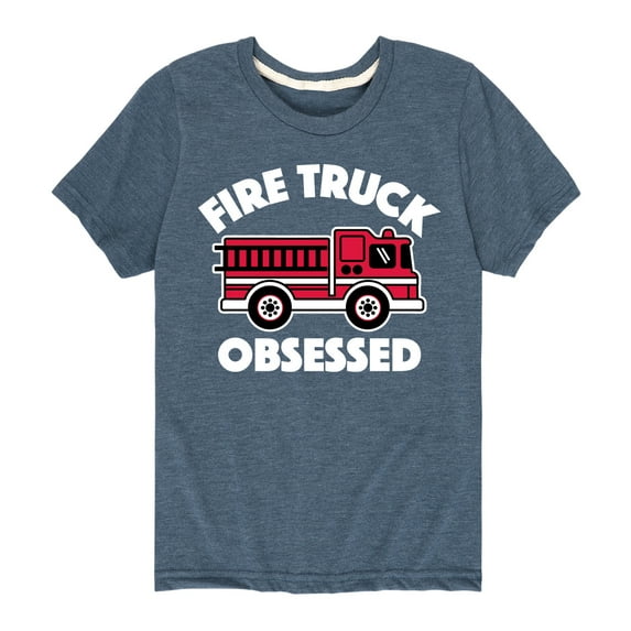 Instant Message - Fire Truck Obsessed - Toddler & Youth Short Sleeve Graphic T-Shirt
