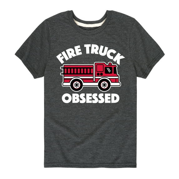 Instant Message - Fire Truck Obsessed - Toddler & Youth Short Sleeve Graphic T-Shirt