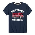 thumbnail image 1 of Instant Message - Fire Truck Obsessed - Toddler & Youth Short Sleeve Graphic T-Shirt, 1 of 6