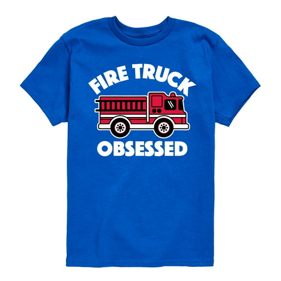 Instant Message - Fire Truck Obsessed - Toddler & Youth Short Sleeve Graphic T-Shirt