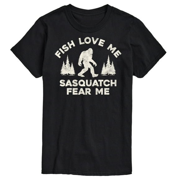 Instant Message - Fish Love Me, Sasquatch Fear Me - Men's Short Sleeve Graphic T-Shirt