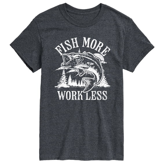 Instant Message - Fish More Work Less Short Sleeve Graphic T-Shirt