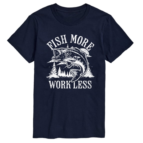 Instant Message - Fish More Work Less Short Sleeve Graphic T-Shirt