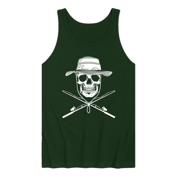 Instant Message - Fisherman Skull Crossed Rods Graphic Tank Top