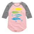 thumbnail image 1 of Instant Message - Fishing Lures - Toddler And Youth Girls Raglan Graphic T-Shirt, 1 of 5