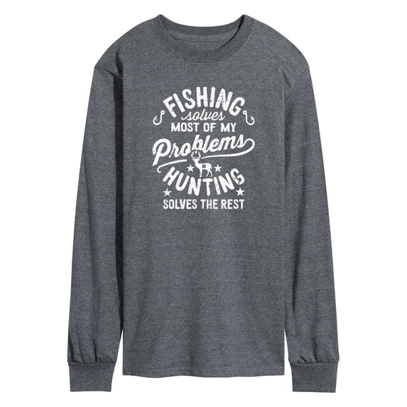 Instant Message - Fishing Solves Most Problems Long Sleeve Graphic T-Shirt