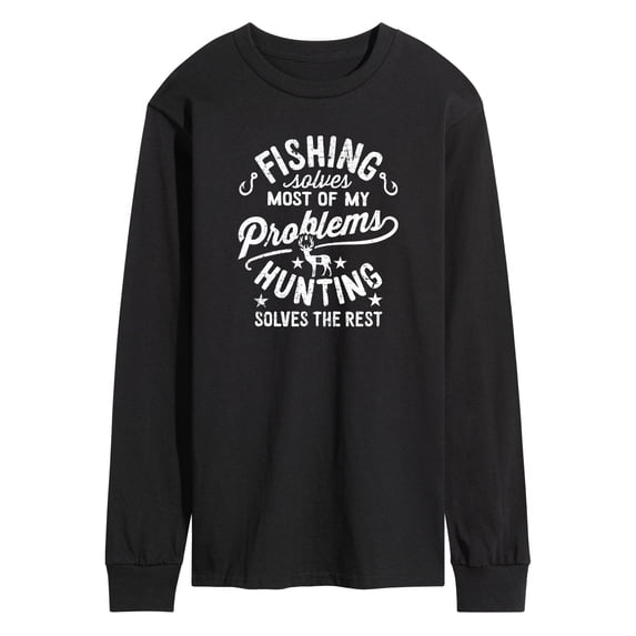 Instant Message - Fishing Solves Most Problems Long Sleeve Graphic T-Shirt