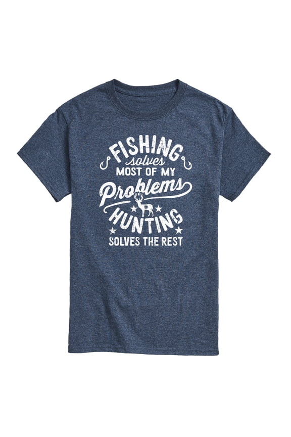 - Fishing Solves Most Problems - Men's Short Sleeve Graphic T-Shirt