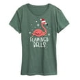 thumbnail image 1 of Instant Message - Flamingo Bells Christmas - Women's Short Sleeve Graphic T-Shirt, 1 of 6
