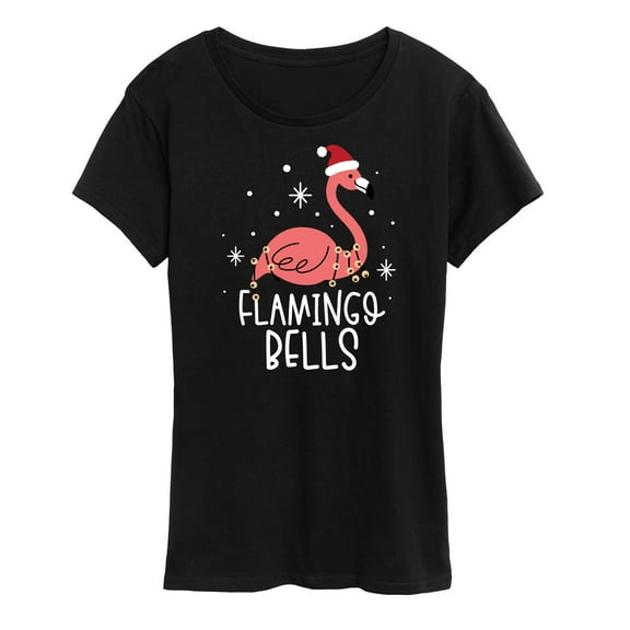 Instant Message - Flamingo Bells Christmas - Women's Short Sleeve Graphic T-Shirt