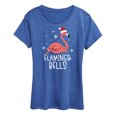 thumbnail image 1 of Instant Message - Flamingo Bells Christmas - Women's Short Sleeve Graphic T-Shirt, 1 of 6