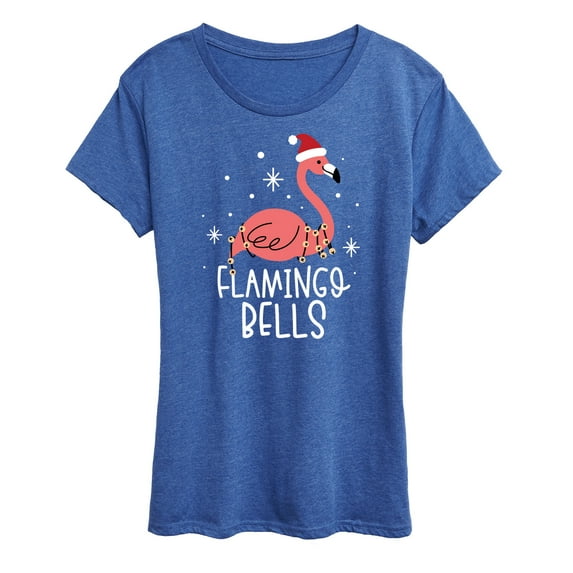 Instant Message - Flamingo Bells Christmas - Women's Short Sleeve Graphic T-Shirt
