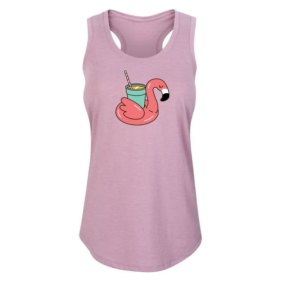 Instant Message - Flamingo Drink Cooler Float - Women's Racerback Tank