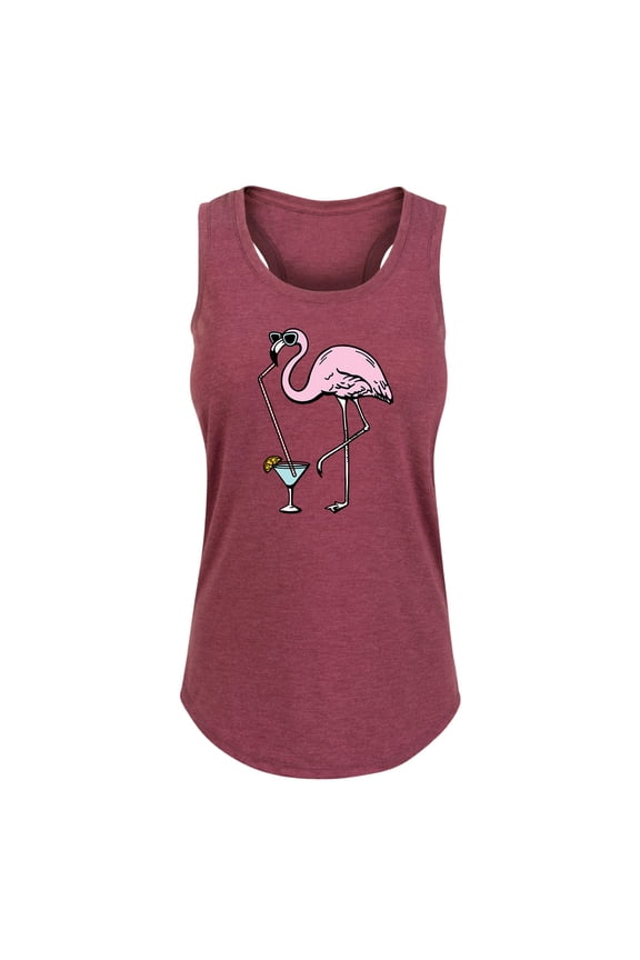 - Flamingo Drinking Martini Graphic Racerback Tank