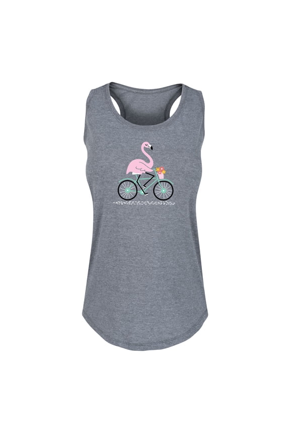 - Flamingo On Bike Graphic Racerback Tank