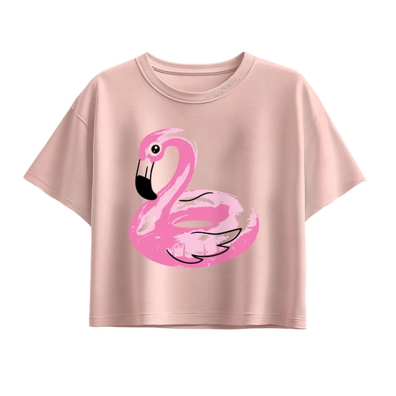 Instant Message - Flamingo Pool Float - Youth Girls Boxy T-Shirt