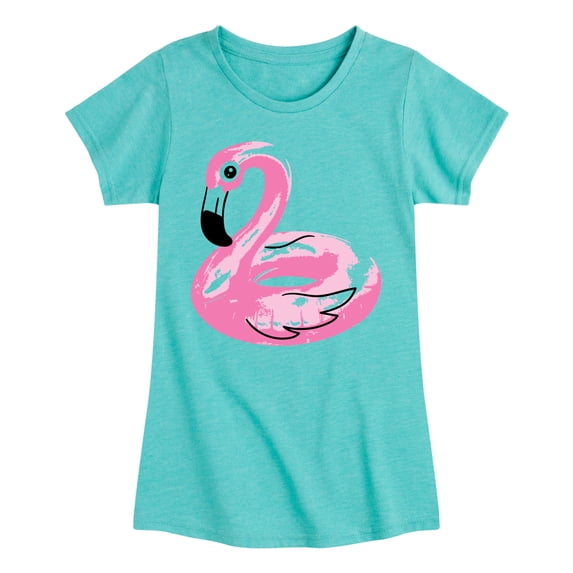 Instant Message - Flamingo Pool Float - Youth Girls Fitted Short Sleeve T-Shirt
