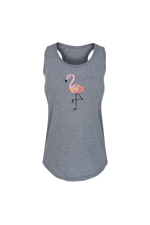 - Flamingo Watercolor Graphic Racerback Tank