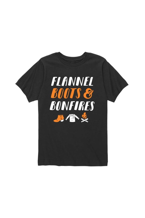 - Flannel Boots Bonfires - Youth Short Sleeve Tee
