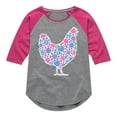 thumbnail image 1 of Instant Message - Floral Chicken - Toddler And Youth Girls Raglan Graphic T-Shirt, 1 of 5