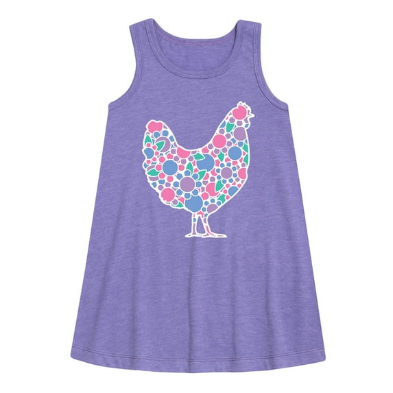 Instant Message - Floral Chicken - Toddler and Youth Girls A-line Dress
