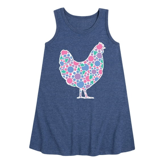 Instant Message - Floral Chicken - Toddler and Youth Girls A-line Dress