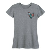 Instant Message - Floral Chicken Short Sleeve Graphic T-Shirt