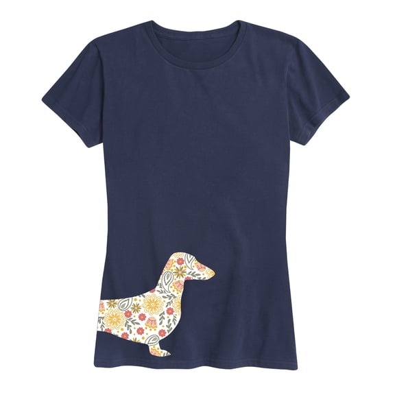 Instant Message - Floral Dachshund - Women's Short Sleeve Graphic T-shirt