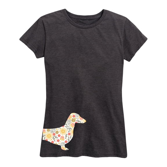 Instant Message - Floral Dachshund - Women's Short Sleeve Graphic T-shirt