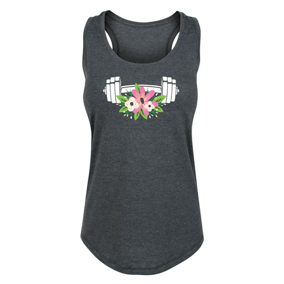Instant Message - Floral Dumbbell - Ladies Racerback Tank
