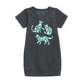 thumbnail image 1 of Instant Message - Floral Fill Cats - Toddler And Youth Girls Fleece Dress, 1 of 5