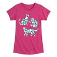 thumbnail image 1 of Instant Message - Floral Fill Cats - Toddler And Youth Girls Short Sleeve Graphic T-Shirt, 1 of 6