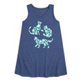 thumbnail image 1 of Instant Message - Floral Fill Cats - Toddler and Youth Girls A-line Dress, 1 of 6