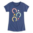 thumbnail image 1 of Instant Message - Floral Horseshoes - Toddler & Youth Girls Short Sleeve Graphic T-Shirt, 1 of 6