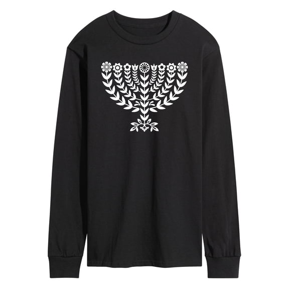 Instant Message - Floral Menorah - Men's Long Sleeve Graphic T-shirt