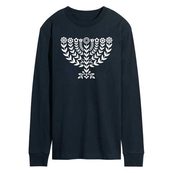 Instant Message - Floral Menorah - Men's Long Sleeve Graphic T-shirt