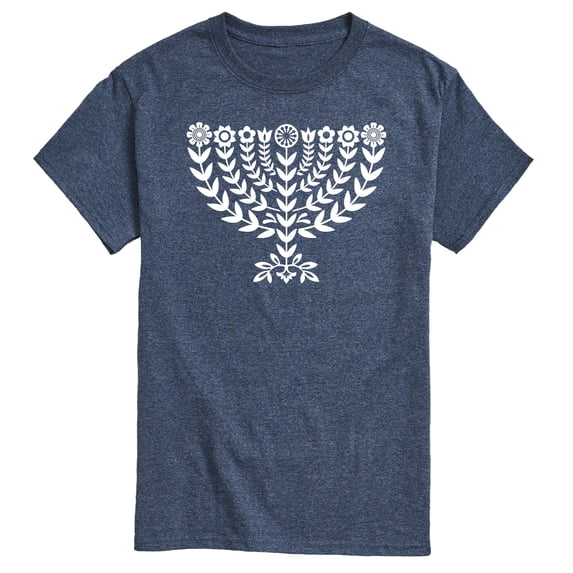 Instant Message - Floral Menorah Short Sleeve Graphic T-Shirt