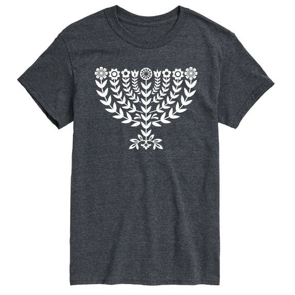 Instant Message - Floral Menorah Short Sleeve Graphic T-Shirt
