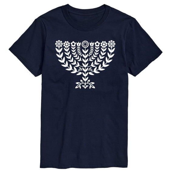 Instant Message - Floral Menorah Short Sleeve Graphic T-Shirt