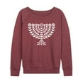 thumbnail image 1 of Instant Message - Floral Menorah - Women's French Terry Long Sleeve Pullover, 1 of 5