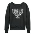thumbnail image 1 of Instant Message - Floral Menorah - Women's French Terry Long Sleeve Pullover, 1 of 5