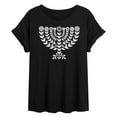 thumbnail image 1 of Instant Message - Floral Menorah - Womens Oversized Graphic T-shirt, 1 of 5
