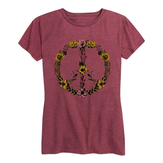 Instant Message - Floral Peace Sign - Women's Short Sleeve Graphic T-shirt