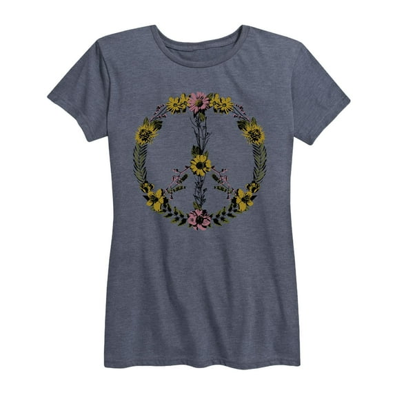 Instant Message - Floral Peace Sign - Women's Short Sleeve Graphic T-shirt