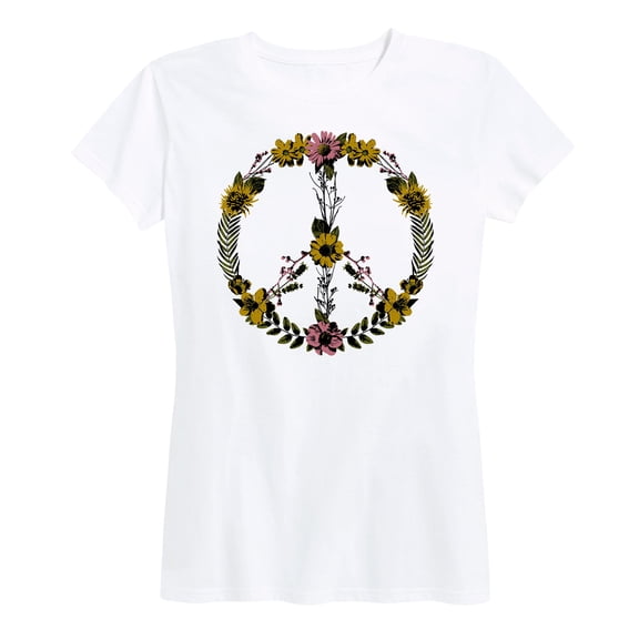 Instant Message - Floral Peace Sign - Women's Short Sleeve Graphic T-shirt
